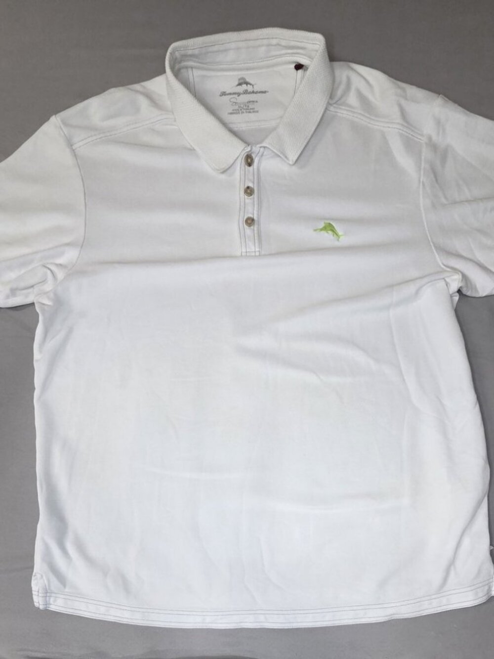 Tommy Bahama XL White Supima Polo Lime Marlin